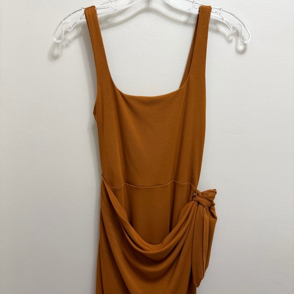 Wilfred Aritzia Saturn Midi Wrap Dress Sleeveless Waist Tie Rich Chestnut XS - Picture 4 of 10